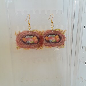 Earrings, Nest Earrings, shrink plastic earrings, bird nest earrings, unique earrings, pierced