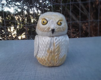 Snow Owl, Owl Stash Jar, white owl jar