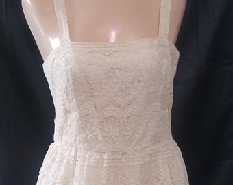 Vintage cream crochet wedding dress