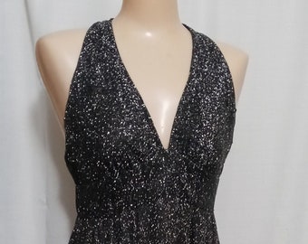 Vintage black and silver lame' halter gown