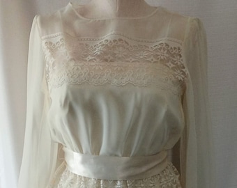 Vintage off white two piece wedding gown