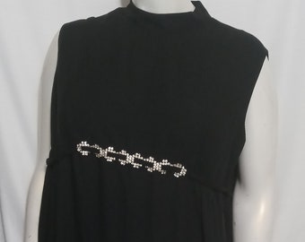 Vintage black dress with rhinestone waistline