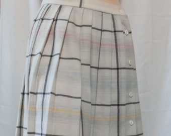 Vintage grey multi plaid pleated skirt