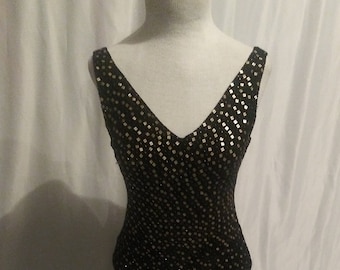 Vintage black sleeveless beaded gown