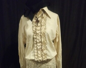 Vintage cream ruffled shirt