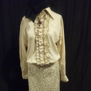 Vintage cream ruffled shirt image 1