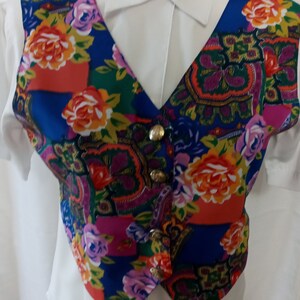 Vintage white shirt with multi colored vest