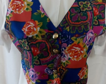 Vintage white shirt with multi colored vest