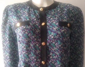 Vintage green, purple and black blouse