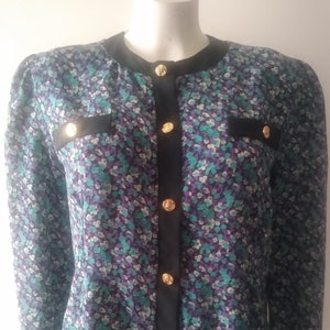 Vintage green, purple and black blouse