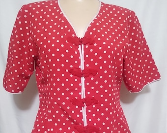 Vintage red and white polka dot asian inspired pajamas