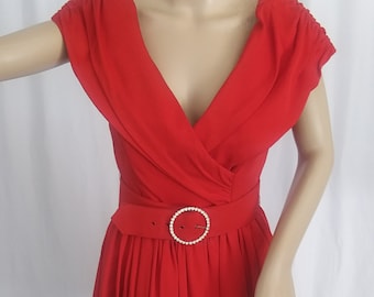 Vintage red off-shoulder cocktail dress