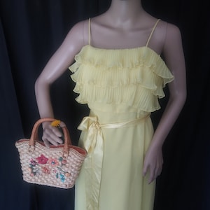 Vintage yellow dress with ruffles image 1