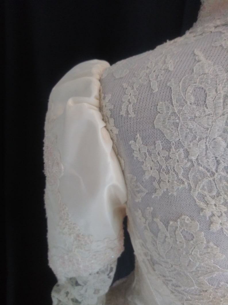 Vintage White Wedding Gown With Pink Beads Etsy