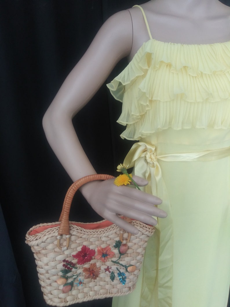 Vintage yellow dress with ruffles image 4