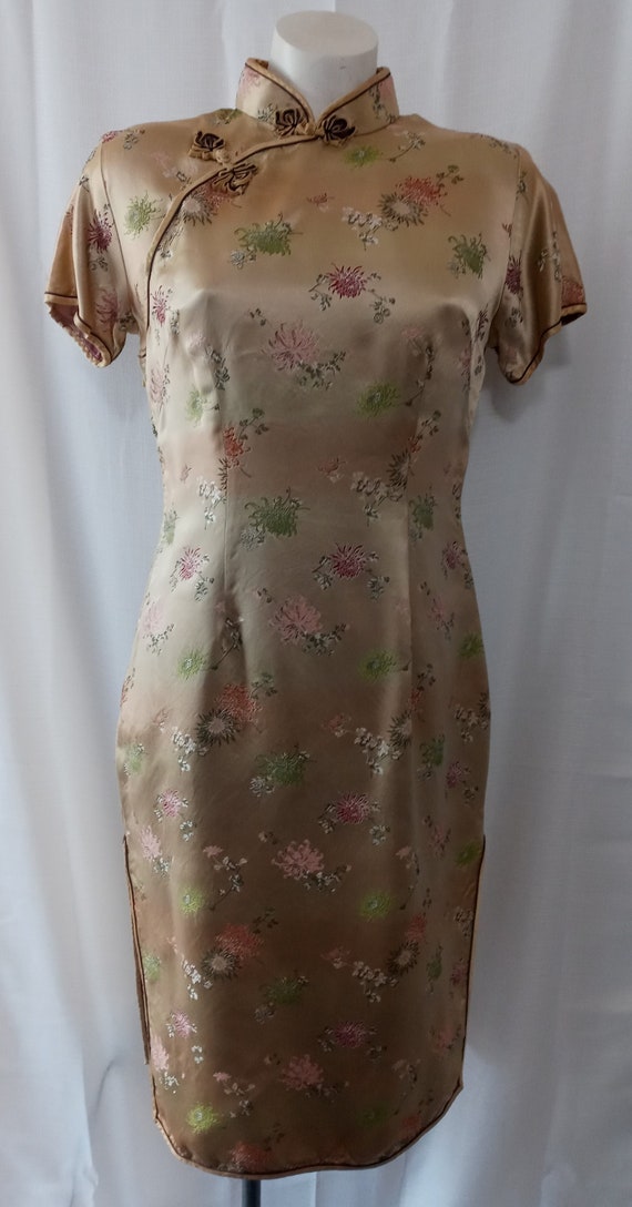 Vintage gold asian inspired cheongsam dress