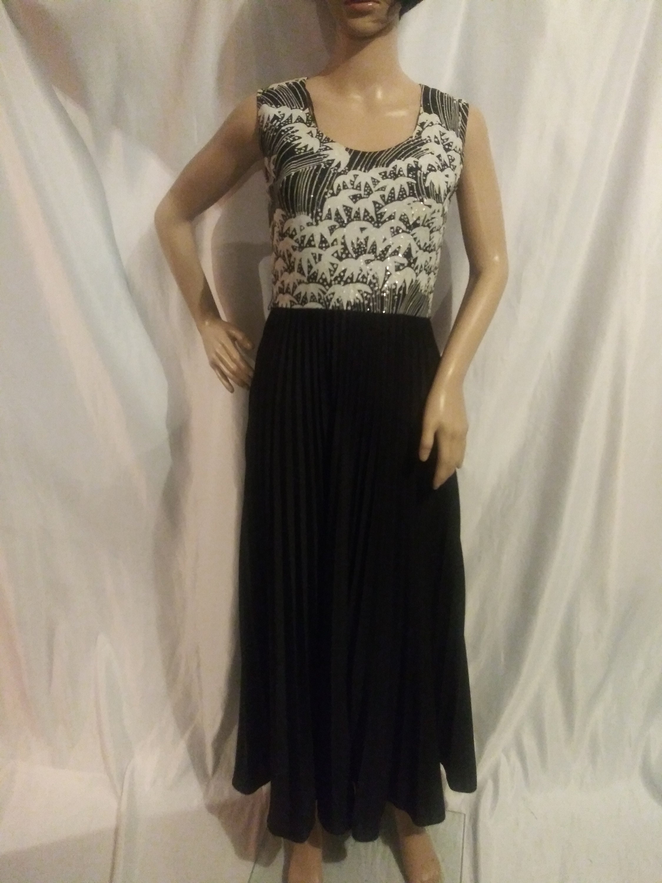 Vintage black and white accordion skirt gown | Etsy