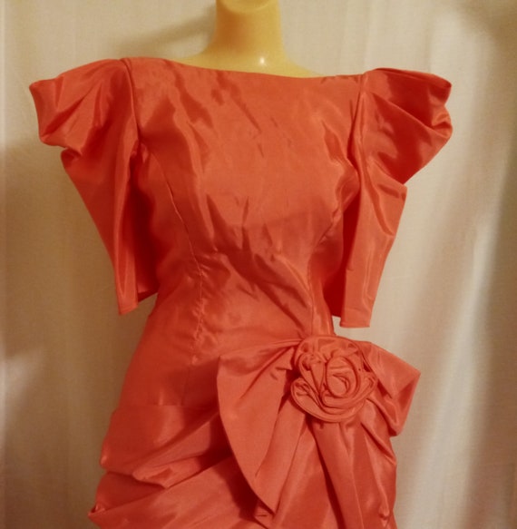 Vintage coral pink gown with bow