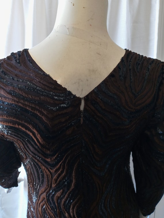 Vintage brown and black striped dress - image 9