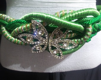 Vintage green jeweled belt