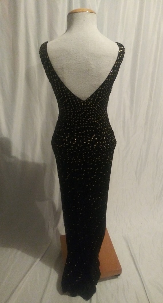 Vintage black sleeveless beaded gown - image 8