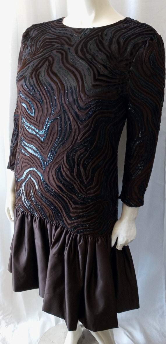 Vintage brown and black striped dress - image 3