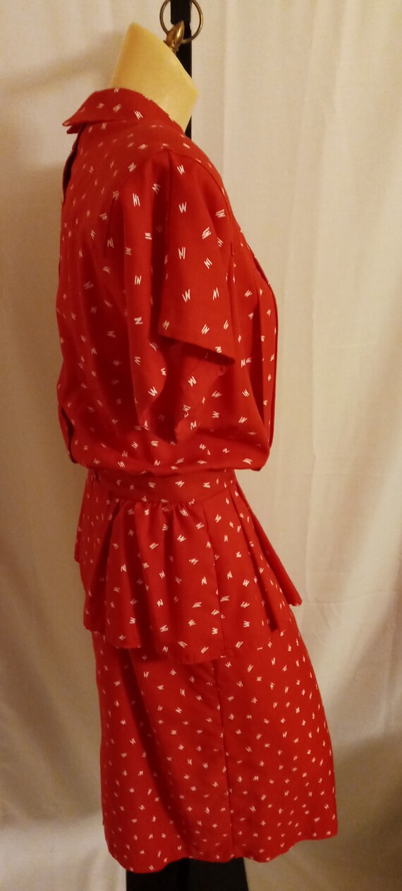 Vintage red and white peplum dress - image 6