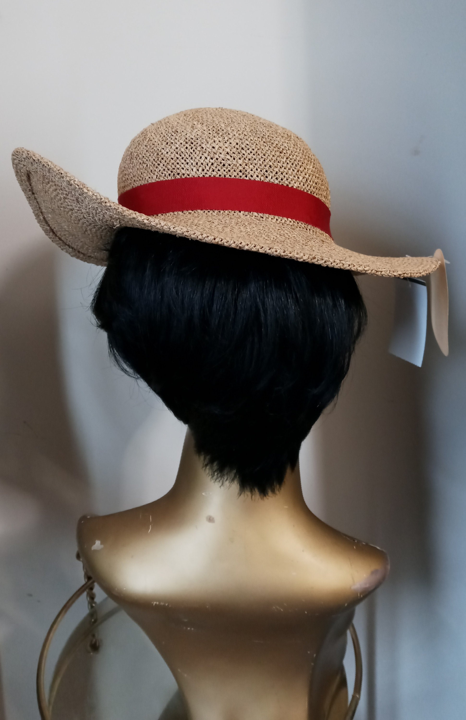 Stylish Vintage Tan Straw Hat with Ribbon gorgeous vintage straw hat with cream linen bow •... | Depop main image 2