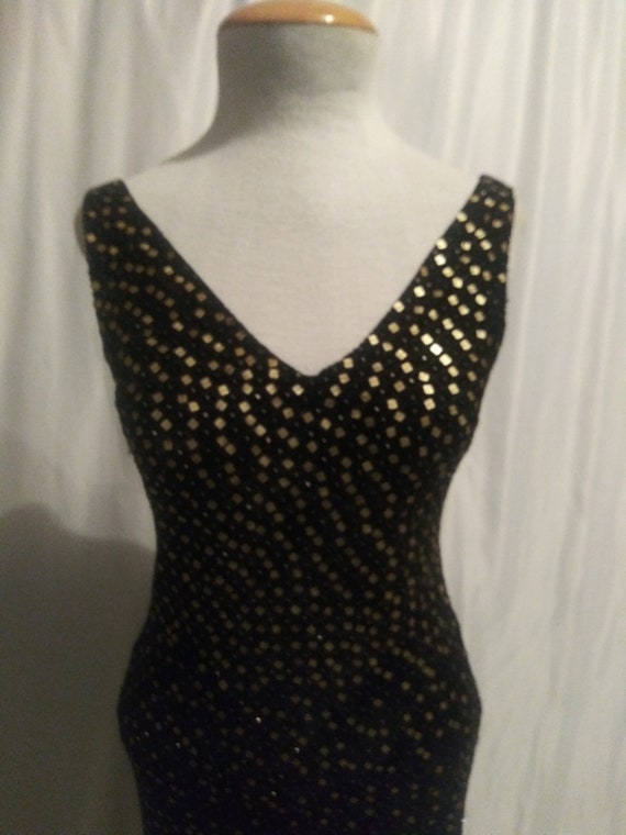 Vintage black sleeveless beaded gown - image 2