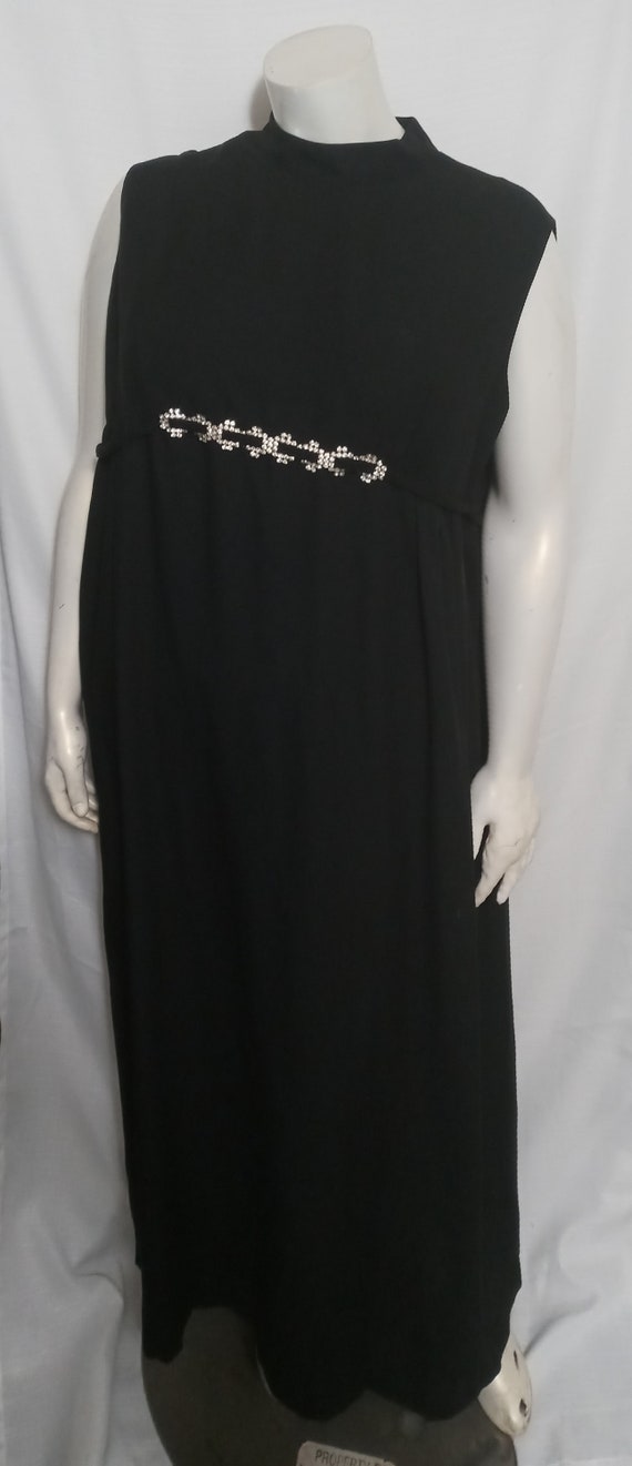 Vintage black dress with rhinestone waistline