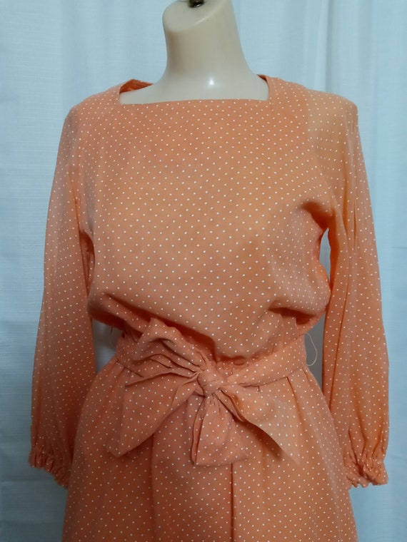 Vintage peach polka dot dress