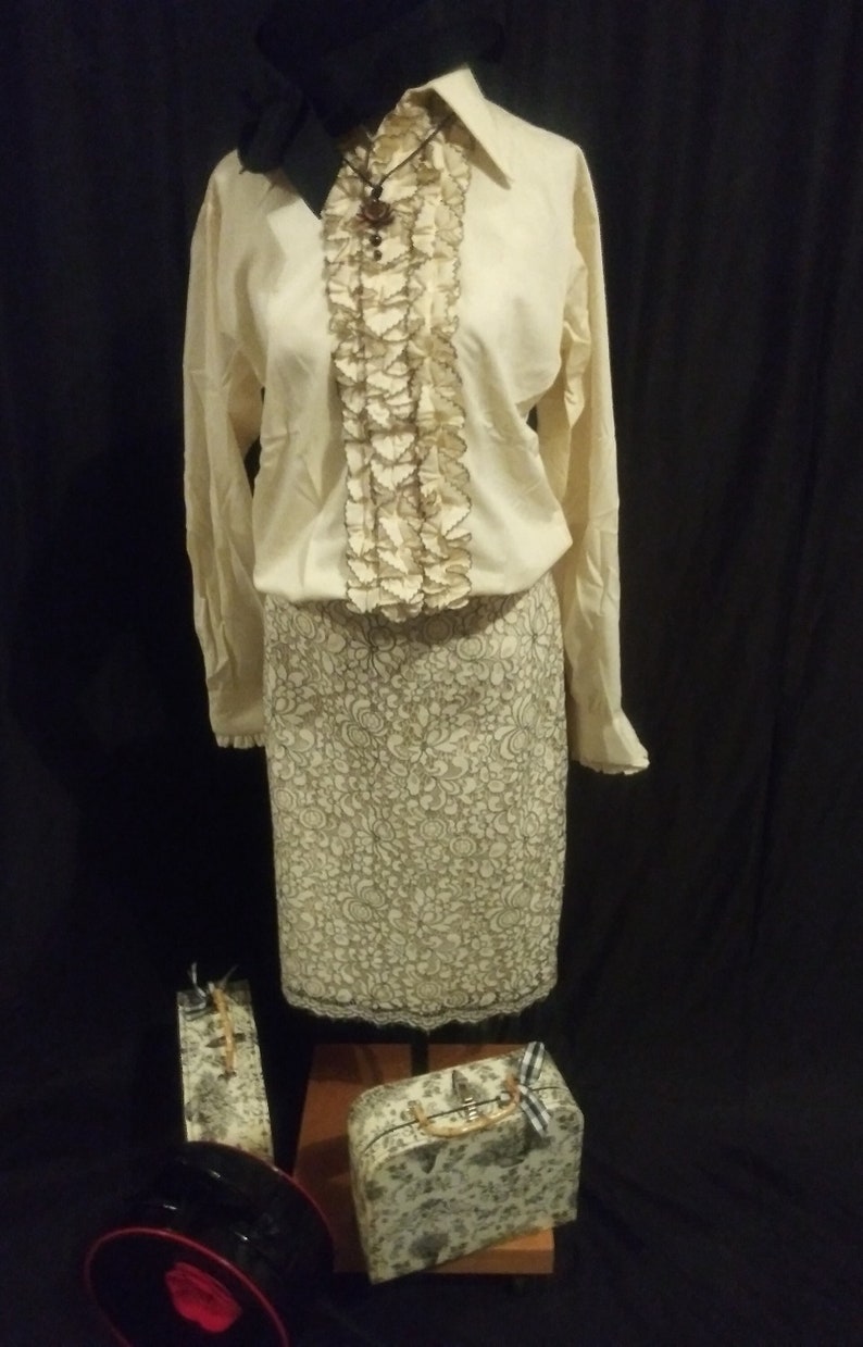 Vintage cream ruffled shirt image 1