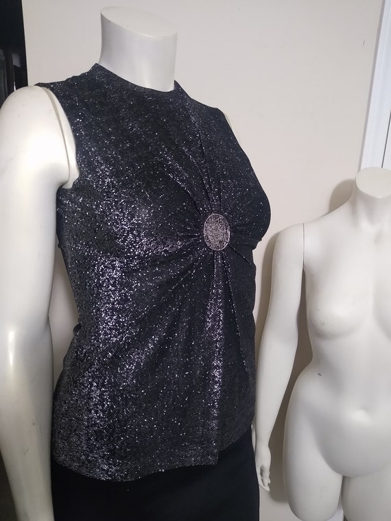 Vintage black and silver sleeveless top - image 5