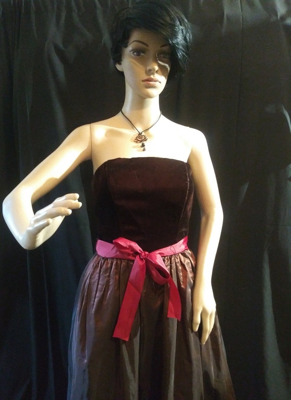 Vintage Chocolate Strapless Gown - Etsy