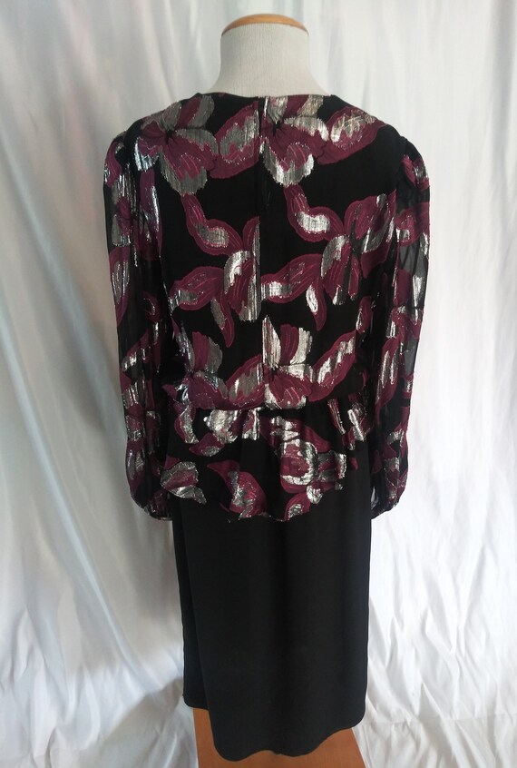 Vintage black, silver and fuchsia dress - image 5