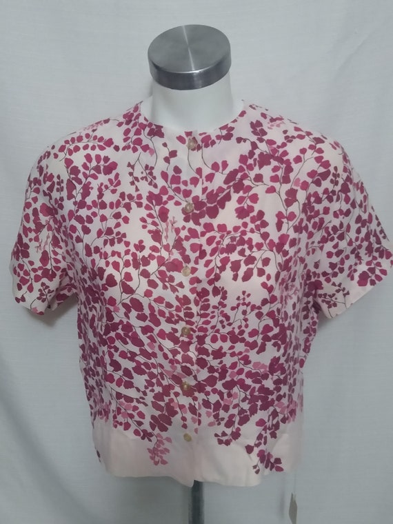 Vintage pink and plum buttoned blouse