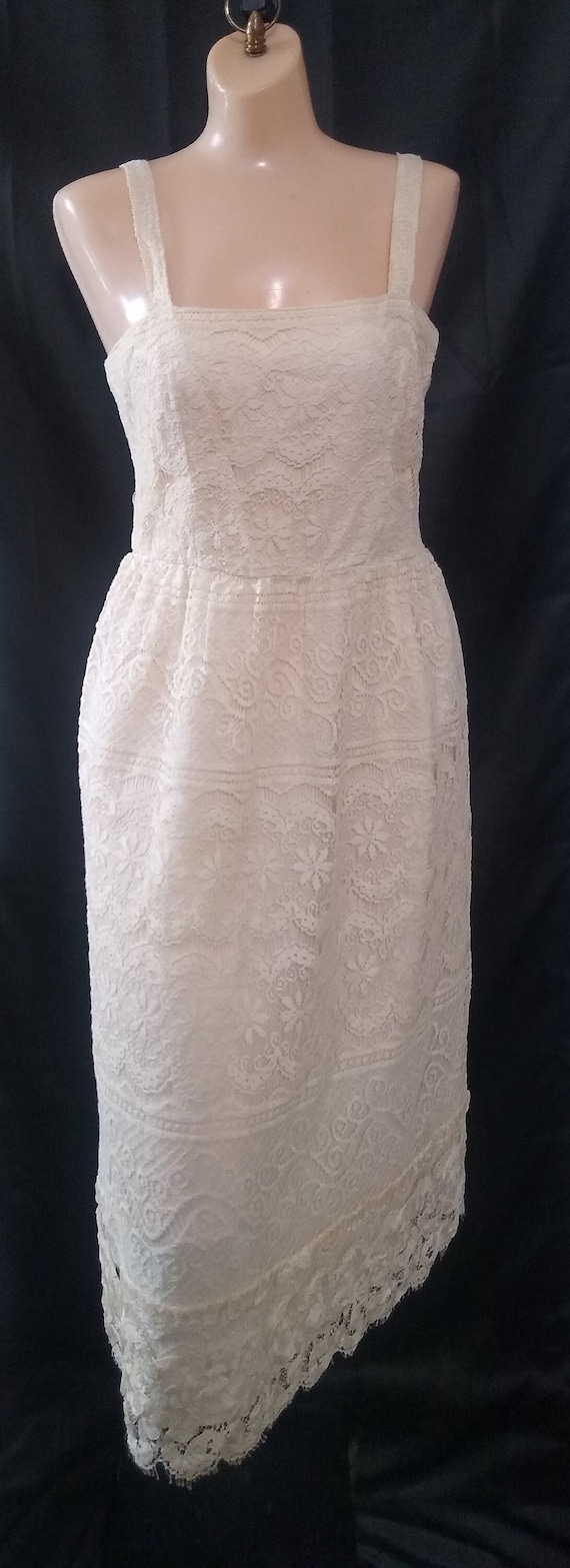 Vintage cream crochet wedding dress