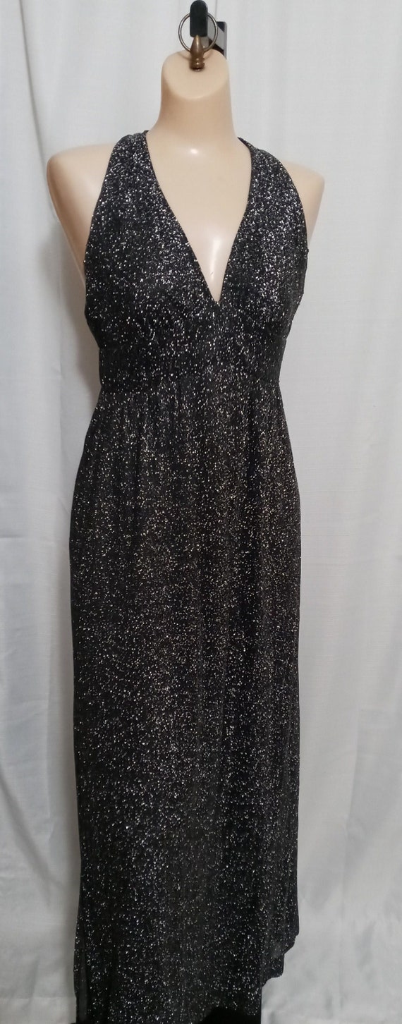 Vintage black and silver lame' halter gown