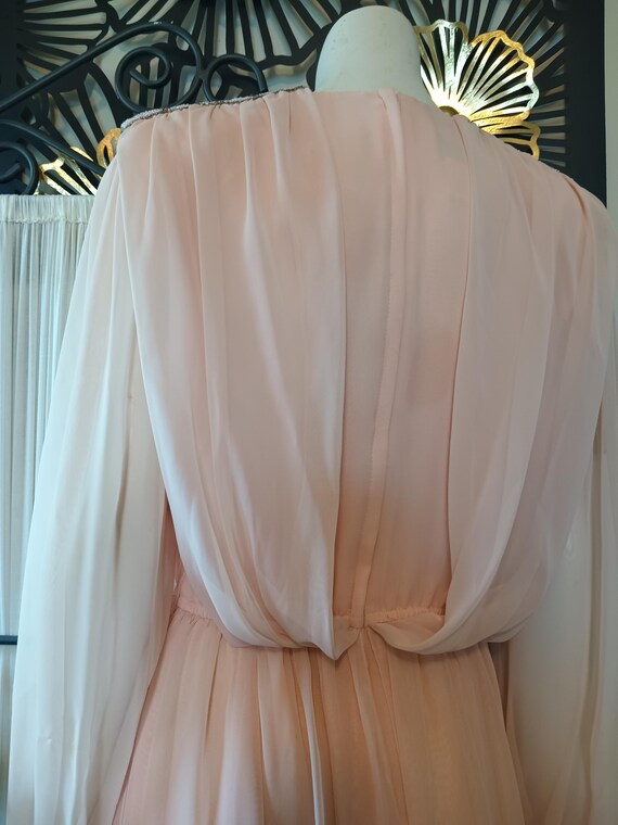 Vintage peach chiffon double breasted gown - image 9