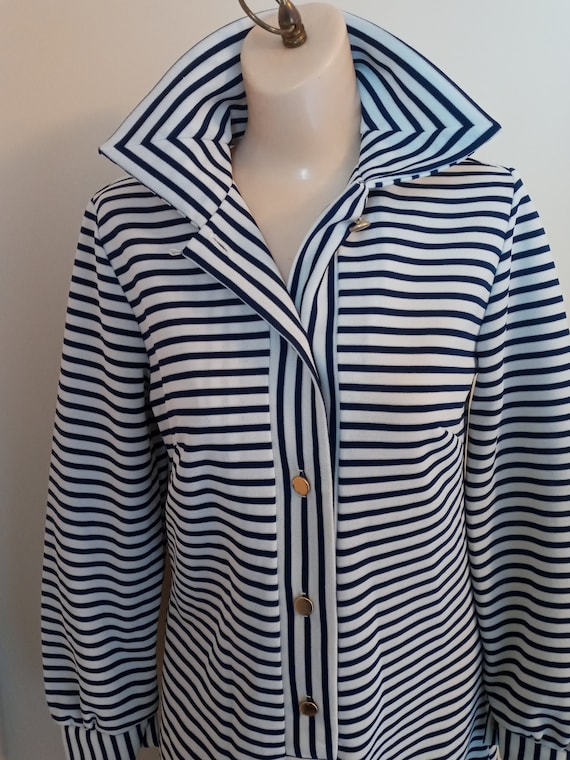 Vintage white and blue striped dress - image 4