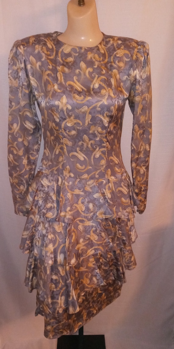 Vintage grey and beige peplum dress