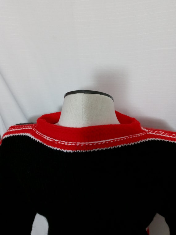 Vintage black, red and white color block sweater - image 7