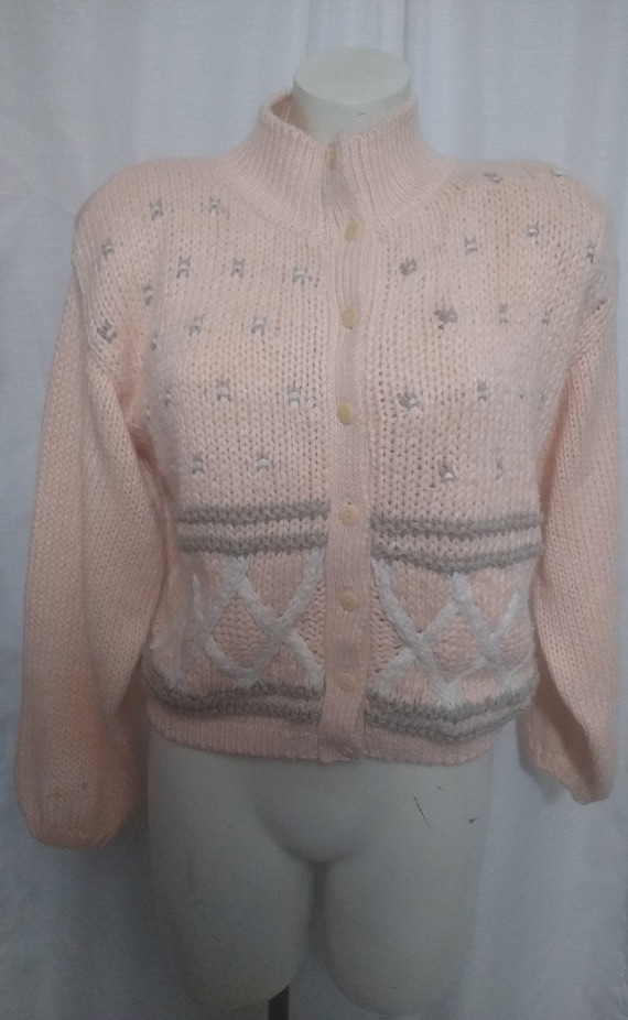 Vintage pink, white and grey sweater