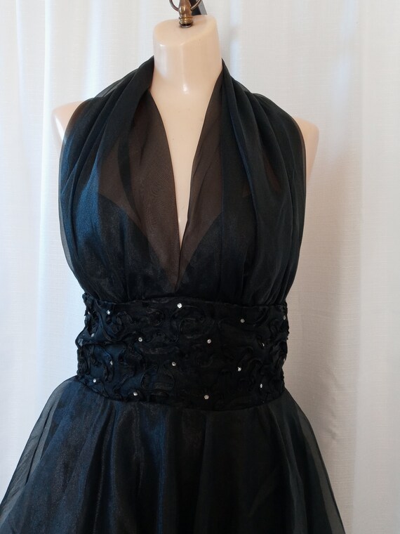 Rhinestone Studded Halter Black Dress main image 0