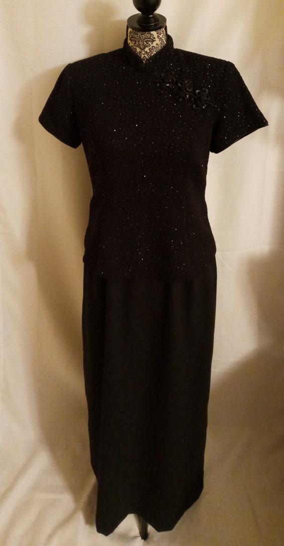 Vintage black asian inspired cheongsam style dress - image 4