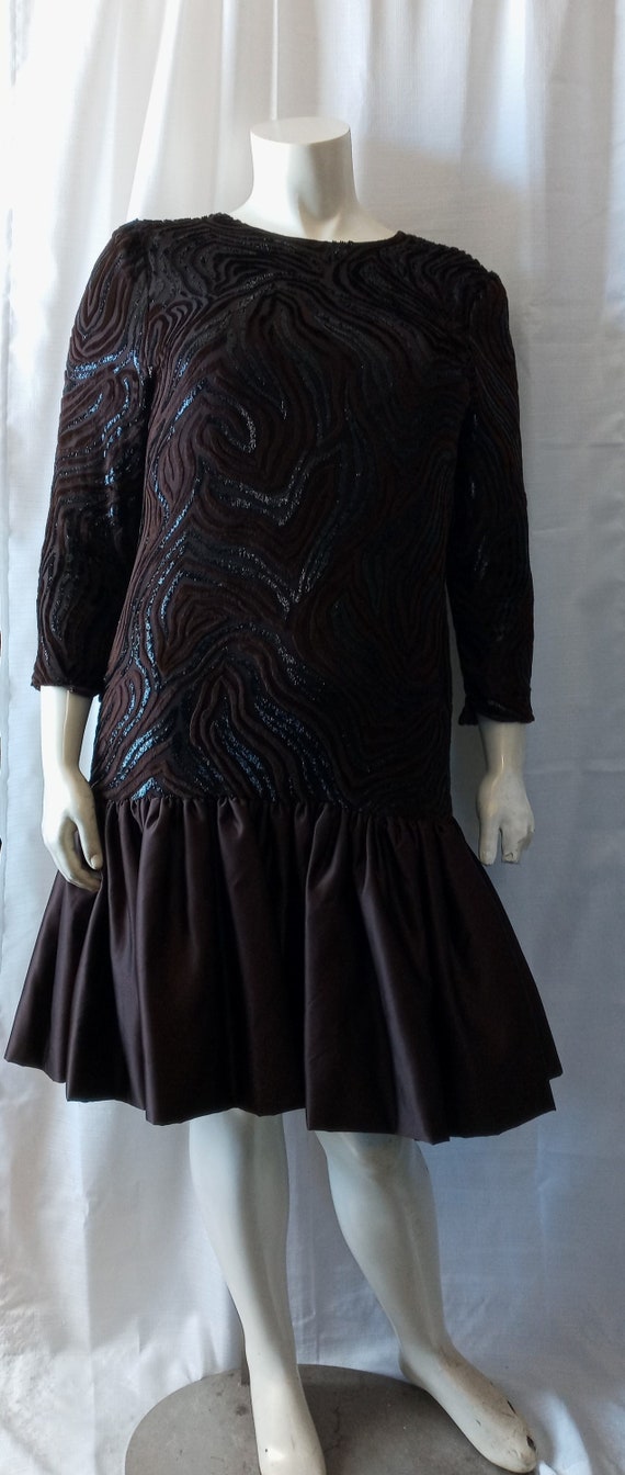 Vintage brown and black striped dress - image 1