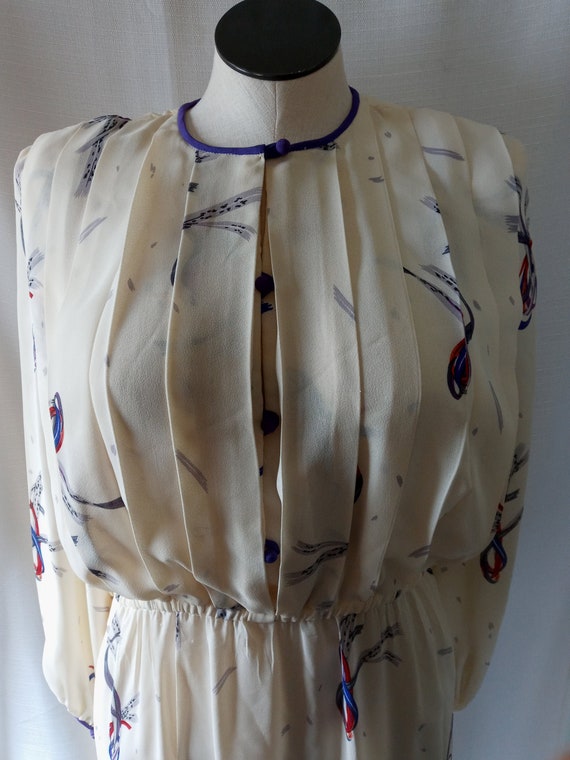 Vintage cream dress with purple accents