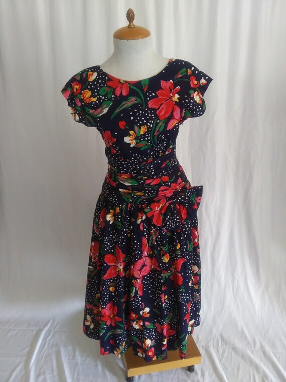 navy garden party dress Vintage Navy Garden Party Dress