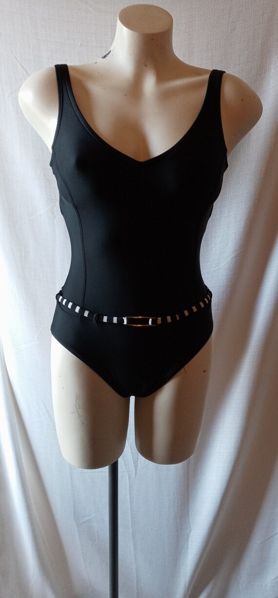 The Classic Patent Leather Highcut Swimsuit (Black)