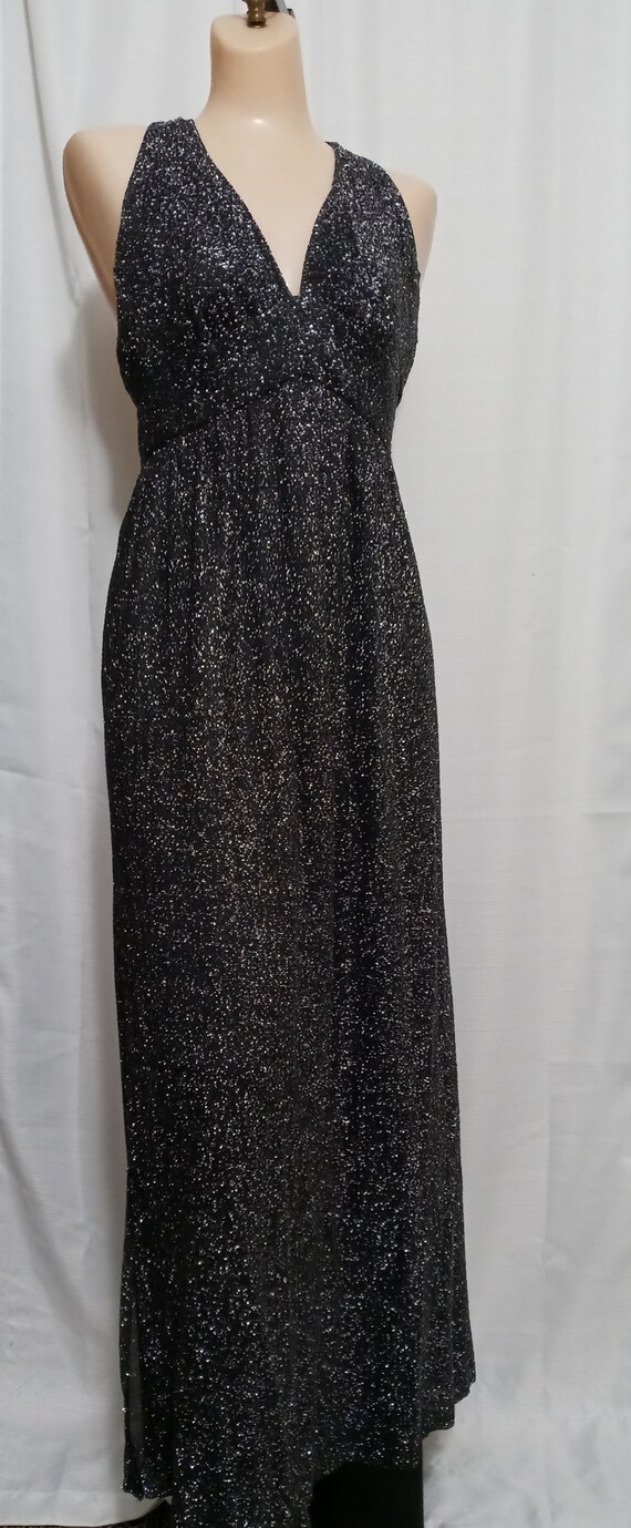 chinese dress ladies Black & Silver Sequin Halter Checkerboard Maxi Dress  Selene Dress